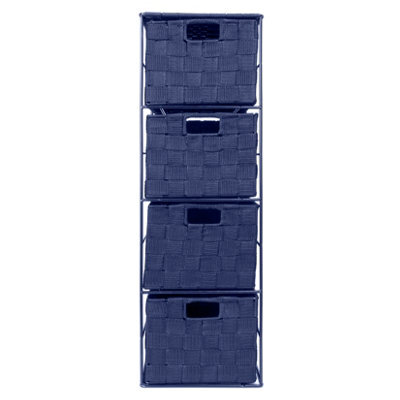 Ehc Woven 4 Drawer Storage Unit Cabinet For Bathroom, Bedroom - Navy Blue - image 1