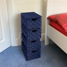 Ehc Woven 4 Drawer Storage Unit Cabinet For Bathroom, Bedroom - Navy Blue - thumbnail 5