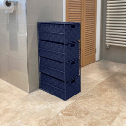Ehc Woven 4 Drawer Storage Unit Cabinet For Bathroom, Bedroom - Navy Blue - thumbnail 4