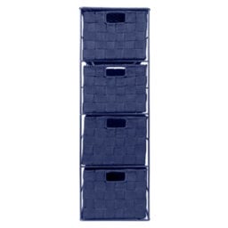 Ehc Woven 4 Drawer Storage Unit Cabinet For Bathroom, Bedroom - Navy Blue - thumbnail 1