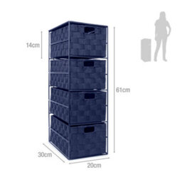 Ehc Woven 4 Drawer Storage Unit Cabinet For Bathroom, Bedroom - Navy Blue - thumbnail 7