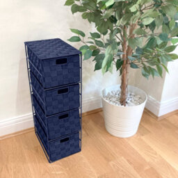 Ehc Woven 4 Drawer Storage Unit Cabinet For Bathroom, Bedroom - Navy Blue - thumbnail 3