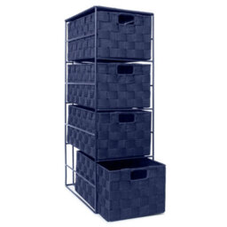 Ehc Woven 4 Drawer Storage Unit Cabinet For Bathroom, Bedroom - Navy Blue - thumbnail 2