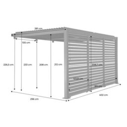 Sweeek - Lean To Pergola With Louvered Roof Aluminium 4 X 3M Palace + 3 Louver Panels 130Cm Anthracite - thumbnail 5