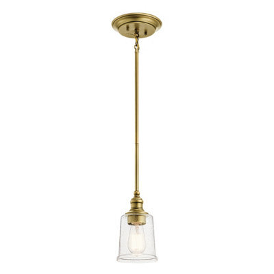 Elstead Waverly 1 Light Mini Pendant, Natural Brass, E27