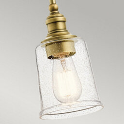 Luminosa Lighting Elstead Waverly 1 Light Mini Pendant, Natural Brass, E27 - thumbnail 4