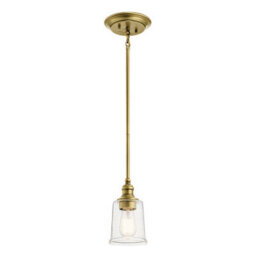 Luminosa Lighting Elstead Waverly 1 Light Mini Pendant, Natural Brass, E27 - thumbnail 1