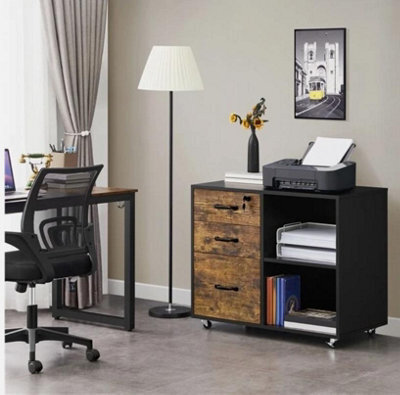 3 Drawer Mobile File Cabinet For Home & Office Vintage Lateral Filing Cabinet - image 1