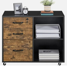 3 Drawer Mobile File Cabinet For Home & Office Vintage Lateral Filing Cabinet - thumbnail 7