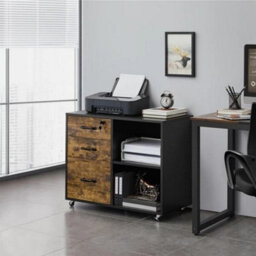 3 Drawer Mobile File Cabinet For Home & Office Vintage Lateral Filing Cabinet - thumbnail 2