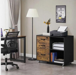 3 Drawer Mobile File Cabinet For Home & Office Vintage Lateral Filing Cabinet - thumbnail 1