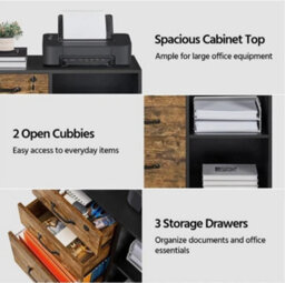 3 Drawer Mobile File Cabinet For Home & Office Vintage Lateral Filing Cabinet - thumbnail 4