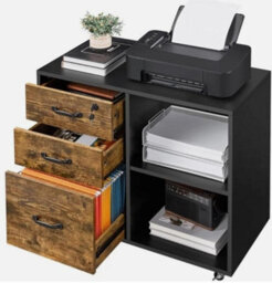3 Drawer Mobile File Cabinet For Home & Office Vintage Lateral Filing Cabinet - thumbnail 3
