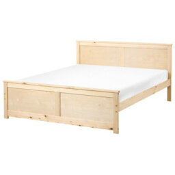 Beliani Bed Pine Wood Dauphin 140 X 200 Cm (Eu Double) Light Brown - thumbnail 1