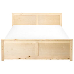 Beliani Bed Pine Wood Dauphin 140 X 200 Cm (Eu Double) Light Brown - thumbnail 4