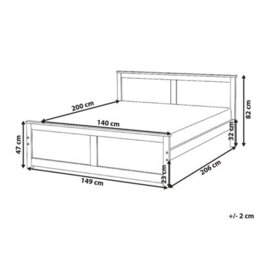 Beliani Bed Pine Wood Dauphin 140 X 200 Cm (Eu Double) Light Brown - thumbnail 3