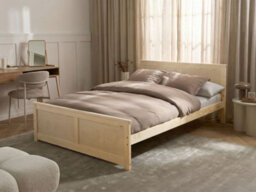 Beliani Bed Pine Wood Dauphin 140 X 200 Cm (Eu Double) Light Brown - thumbnail 2