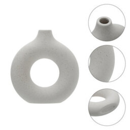 Living And Home White Nordic Style Round Ceramic Vase Home Decor 18X19Cm - thumbnail 4