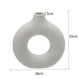 Living And Home White Nordic Style Round Ceramic Vase Home Decor 18X19Cm - thumbnail 5
