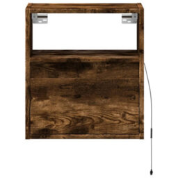 Berkfield Wall-Mounted Bedside Cabinets With Led Lights 2 Pcs Smoked Oak - thumbnail 6
