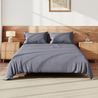 Darphe Silver Grey Full Bed Polyester 4Pcs Duvet Cover Sheet Set - image 1