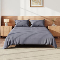 Darphe Silver Grey Full Bed Polyester 4Pcs Duvet Cover Sheet Set
