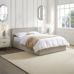 LUNA Teddy Boucle 5Ft King Beige Ottoman Storage Bed Gas Lift Up - (L) 220Cm X (W) 170Cm (H) 113Cm With 25Cm Memory Foam Mattress - thumbnail 2