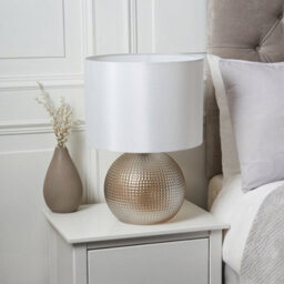 Harbour Studio Hemsby Spherical Satin Champagne & Ivory Antique Brass Effect Table Lamp