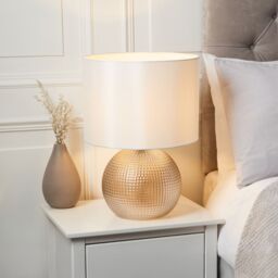Harbour Studio Hemsby Spherical Satin Champagne & Ivory Antique Brass Effect Table Lamp - thumbnail 6