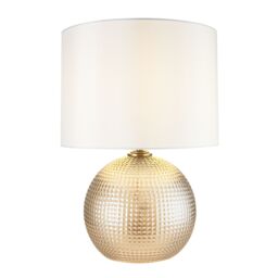 Harbour Studio Hemsby Spherical Satin Champagne & Ivory Antique Brass Effect Table Lamp - thumbnail 3