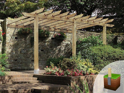 Edecks Lean To Carport Wooden Garden Pergola (W 4800mm X L 4800mm) With Bolt Down Anchors (2.1M) - image 1
