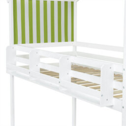 Abrihome Bunk Bed , 3Ft (90X190Cm), Kids' & Teens' Bed With Canopy, Corner Staircase & Built-In Bookshelf, White+Green - thumbnail 7