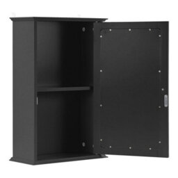 Taylor & Brown Single Door Mirrored Bathroom Cabinet Storage Cupboard Organiser Wall Mounted With Adjustable Shelf (Black) - thumbnail 6