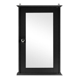 Taylor & Brown Single Door Mirrored Bathroom Cabinet Storage Cupboard Organiser Wall Mounted With Adjustable Shelf (Black) - thumbnail 3