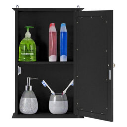 Taylor & Brown Single Door Mirrored Bathroom Cabinet Storage Cupboard Organiser Wall Mounted With Adjustable Shelf (Black) - thumbnail 4
