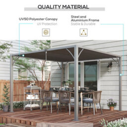Outsunny 3 X 3(M) Outdoor Louvered Metal Pergola With Retractable Roof, Grey - thumbnail 5