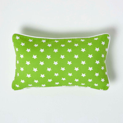 Homescapes Cotton Green Stars Cushion Cover, 30 X 50 Cm - image 1