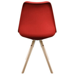 Fusion Living Soho Red Plastic Dining Chair With Pyramid Light Wood Legs - thumbnail 4