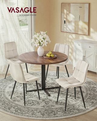 LEDREM Velvet Dining Chairs, Upholstered Kitchen Chairs, Adjustable Feet, Modern Metal Frame, Set Of 4, Cappuccino Beige - image 1