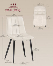 LEDREM Velvet Dining Chairs, Upholstered Kitchen Chairs, Adjustable Feet, Modern Metal Frame, Set Of 4, Cappuccino Beige - thumbnail 4