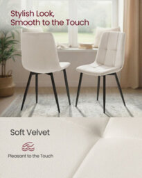 LEDREM Velvet Dining Chairs, Upholstered Kitchen Chairs, Adjustable Feet, Modern Metal Frame, Set Of 4, Cappuccino Beige - thumbnail 5