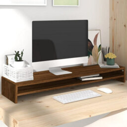 Berkfield Monitor Stand Brown Oak 100X24X13 Cm Engineered Wood - thumbnail 1