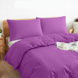 Aspire Homeware Plain Duvet Cover Set Soft Microfibre, Purple, Double (L)200Cm X (W)200Cm - thumbnail 2