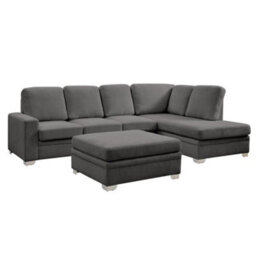 Home Detail Alana Right-Hand Facing Corner Sofa With Footstool, Dark Grey Linen - thumbnail 2