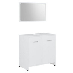 Berkfield Bathroom Furniture Set White Engineered Wood - thumbnail 2