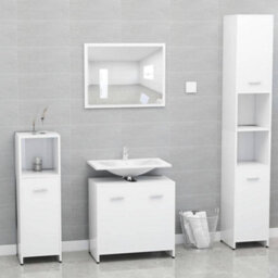 Berkfield Bathroom Furniture Set White Engineered Wood - thumbnail 1