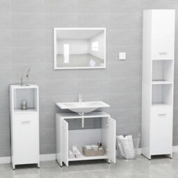 Berkfield Bathroom Furniture Set White Engineered Wood - thumbnail 7