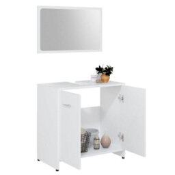 Berkfield Bathroom Furniture Set White Engineered Wood - thumbnail 4