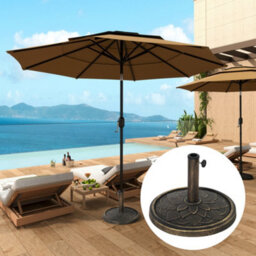 Outsunny 12Kg Resin Garden Parasol Base Sun Umbrella Base, Bronze Tone - thumbnail 1