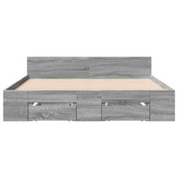 Berkfield Bed Frame With Drawers Without Mattress Grey Sonoma 150X200 Cm King Size - thumbnail 4